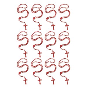 TE050025P12 - Terço Acrílico Vermelho c/ 12un. - 32cm