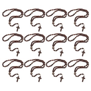 TE942408P12 - Terço Santas Chagas de Jesus Madeira c/ 12un. - 45cm