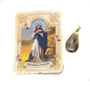 CM14003 - Cartão N. Sra. da Conceição c/ Medalha - 7,5x6cm