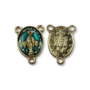 ET1620610P2 - Entremeio N. Sra. Das Graças Dourado Resinado Azul c/ 2un. - 2,5x1,7cm