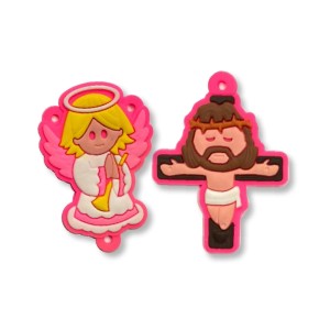 KT720801 - Kit Cruz e Entremeio Anjinho Rosa Emborrachado