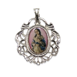 MD129089 - Medalha N. Sra Grávida Camafeu Níquel - 5x4,2cm