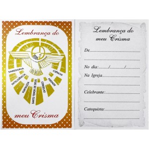 CT34001P50 - Cartão Lembrança do Meu Crisma c/ 50un - 9,5x6cm