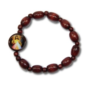 PU760220 - Pulseira Jesus Misericordioso Madeira - 8x1,6cm