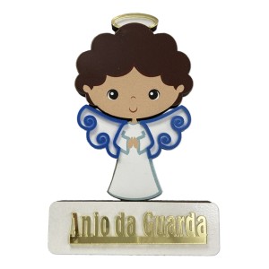 PE721890 - Pedestal Anjo da Guarda Azul MDF - 15x10cm