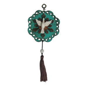 AO4101002 - Adorno Divino Espírito Santo MDF Azul Tiffany - 22x10,6cm