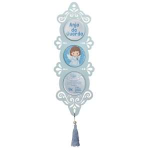 DE720512 - Adorno Anjo da Guarda MDF Azul Resinado - 40x10,5cm