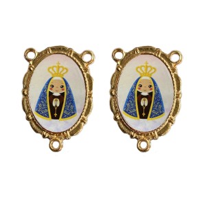 ET720701 - Entremeio N. Sra. Aparecida Baby Dourado Duplo Resinado 1un. - 3,2X2,2cm