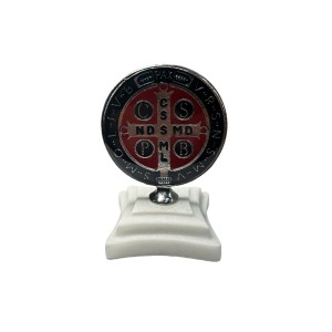 AO295022 - Pedestal Medalha de São Bento Níquel Resinada - 6,5x4,5cm