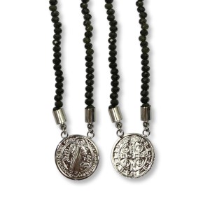 ES350520 - Escapulário São Bento Cristal Preto - 70x2cm