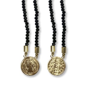 ES350565 - Escapulário São Bento Cristal Preto - 70x2cm