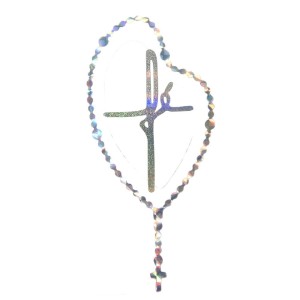 AD1500050 - Adesivo Terço Fé Prata - 15,5x7cm