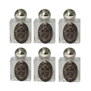 GF750035P6 - Garrafinha Medalha de São Bento Níquel Envelhecido c/ 6un. - 6x2,5cm