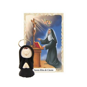 ST16008 - Mini Santinha Santa Rita de Cássia Biscuit c/ Oração