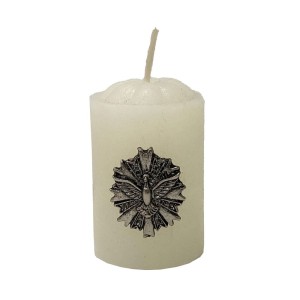 VE750322 - Vela Divino Espírito Santo c/ Pingente Níquel Envelhecido - 6x4cm