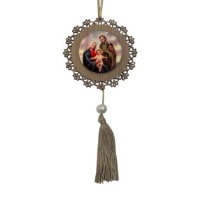 AO4101622 - Adorno Sagrada Família MDF Amadeirado Resinado - 22x9,7cm