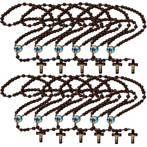 TE940007P12 - Terço N. Sra. Das Graças Madeira c/ 12un.- 37cm