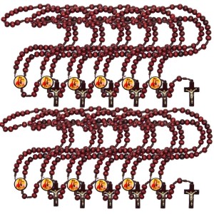 TE940176P12 - Terço N. Sra da Saúde Madeira c/ 12un. - 37cm