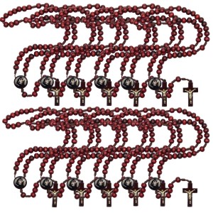 TE940251P12 - Terço Santa Faustina Madeira c/ 12un. - 37cm