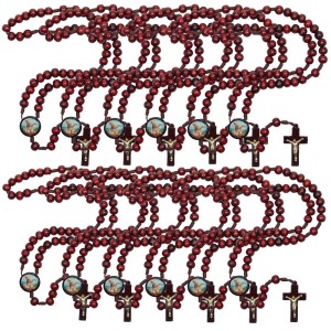 TE940950P12 - Terço São Miguel Madeira c/ 12un. - 37cm