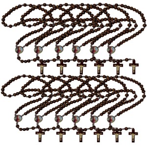 TE940446P12 - Terço São Sebastião Madeira c/ 12un. - 37cm