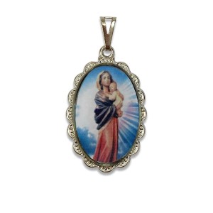 MD128172 - Medalha Santa Mãe de Deus Rendada Níquel - 5x2,5cm