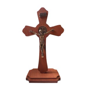 CU760664 - Crucifixo de Mesa São Bento Madeira - 29x17cm (481)