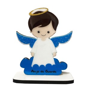 PE722755 - Pedestal Anjo Azul MDF - 13,5x10,5cm