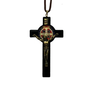 CC360999 - Cordão c/ Crucifixo Madeira São Bento - 44cm