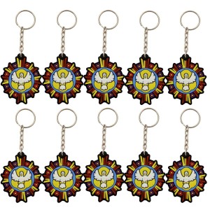 CH50813P10 - Chaveiro Divino Espírito Santo Emborrachado c/ 10un. - 11x5,5cm
