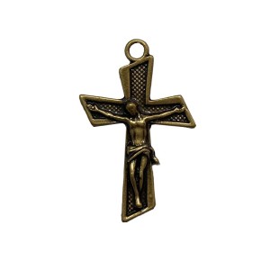 CZ851003 - Crucifixo Metal Ouro Velho - 6,1x3,8cm