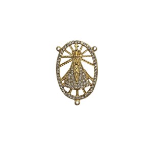 ET1470075 - Entremeio N. Sra. Aparecida Metal Dourado c/ Strass - 4,3x2,8cm