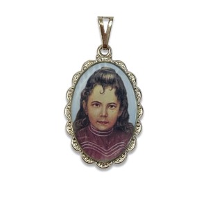 MD128122 - Medalha Santa Izildinha Rendada Níquel - 5x2,5cm