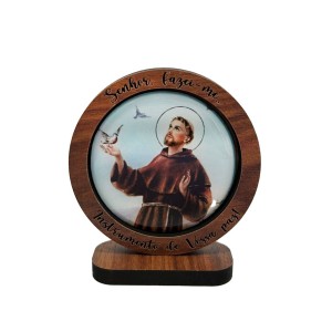 AO295385 - Pedestal São Francisco de Assis Resinado - 7,5x7cm 