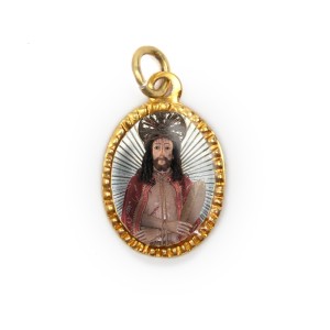 MD103200P10 - Medalha de Alumínio Oval Dourada c/ 10un. Bom Jesus de Pirapora - 2X1,3cm