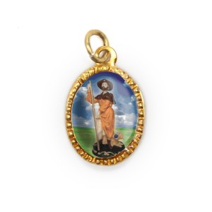 MD103272P10 - Medalha de Alumínio Oval Dourada c/ 10un. São Roque - 2X1,3cm