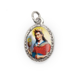 MD103619P10 - Medalha de Alumínio Oval Prata c/ 10un. Santa Bárbara - 2X1,3cm