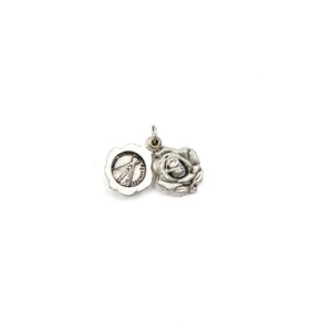 PG1170000 - Medalha N. Sra. Aparecida e Basílica de Aparecida Italiana Rosa Dupla Prateada - 2x1,5cm