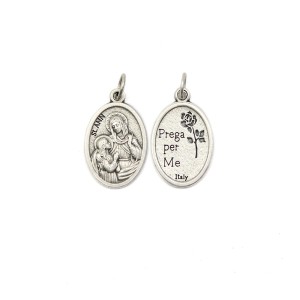 MD1180011P2 - Medalha Santa Ana Italiana Oval Prateada c/ 2un. - 2,5x1,7cm