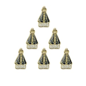 BO10010P6 - Botton N. Sra. Aparecida Dourado c/ 6un. - 2,5x1,5cm