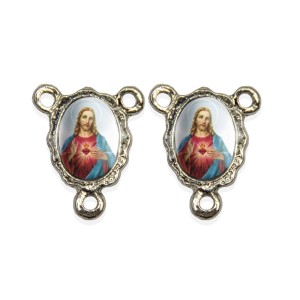 ET1672402P5 - Entremeio Sagrado Coração de Jesus Duplo Resinado c/ 5un. - 1,9x1,5cm